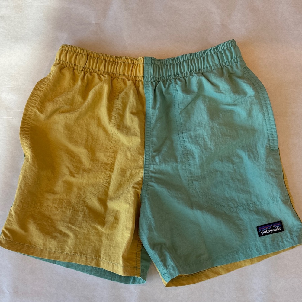 Patagonia Boys Yellow and Green Colorblock Shorts